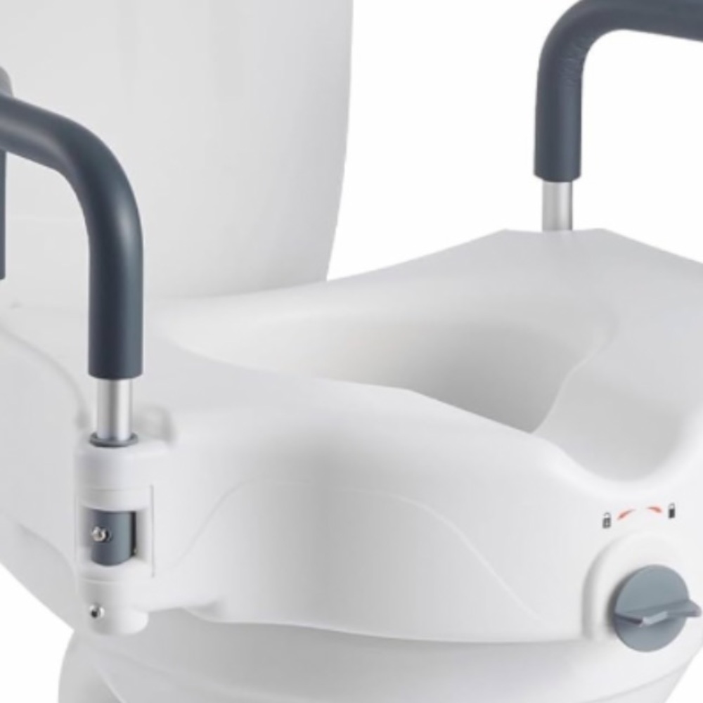 Raised Toilet Seat with Adjustable Handles - White and Dark Gray